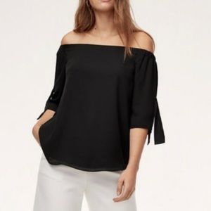 aritzia babaton malik shoulder blouse black